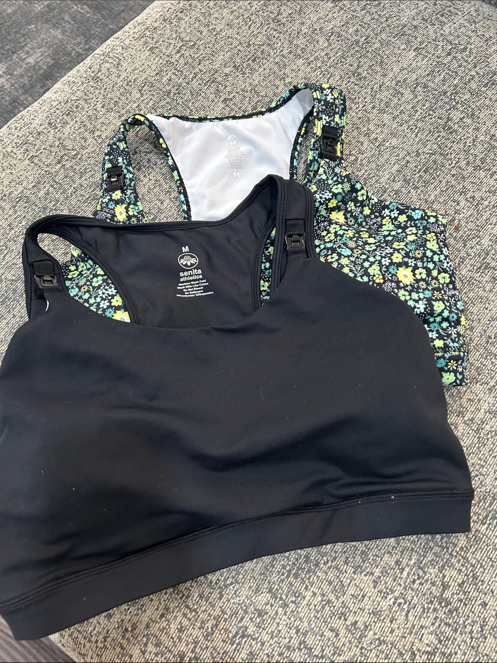 Two nursing sports bras